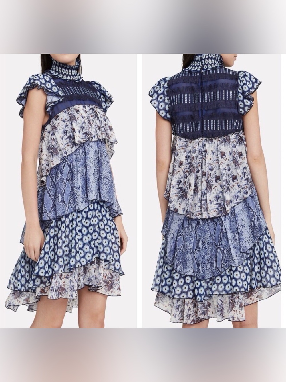 Diane von Furstenberg DVF Matilda Desert Poppy Silk Tiered Ruffle Dress 12 NWT